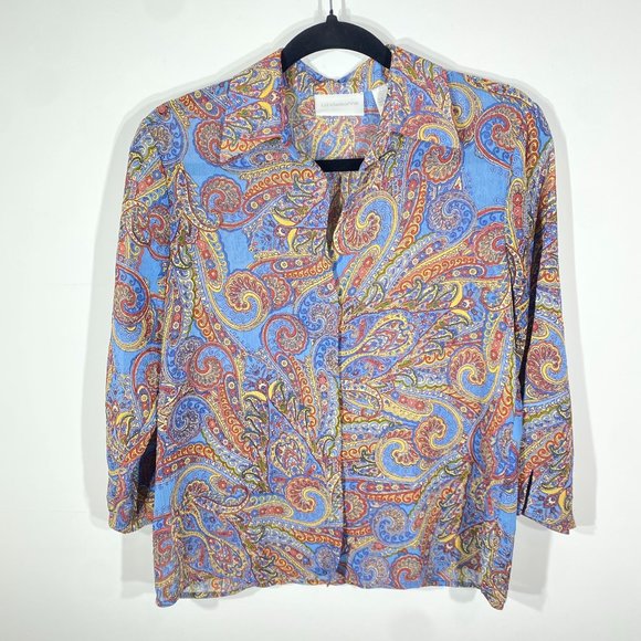 Liz Claiborne Blue Paisley Outfit Top S and Skirt 8 Womens 2 Piece Set - Picture 13 of 14